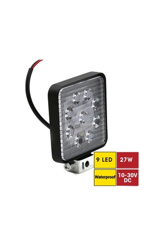 Carub Çalışma Lambası 10-30v 27w Off Road 9 Led Kare Siyah