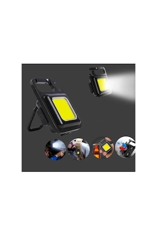 Anahtarlık Şeklinde Metal Kasa Cob Kare Fener Kamp & Outdoor Suya Dayanıklı Mini Cob Led Işıldak, Type C Çok Renkli