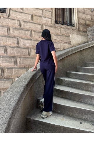 WeShaya Laci Polyester Elastan Polo Yaka Takım Lacivert