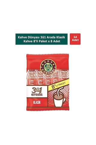 Kahve Dünyası 3ü1 Arada Klasik Kahve 8'li 8 x 18 G