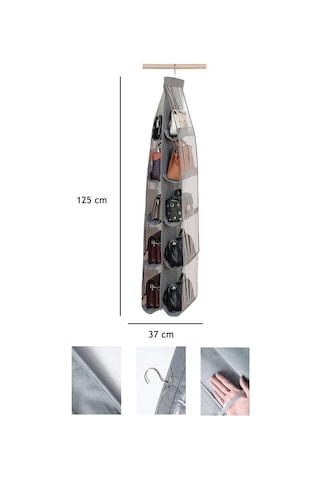 Çanta Ve Ayakkabı Düzenleyici 10 Cepli, Dolap İçi Askılı Pencereli Çanta Cüzdan Ayakkabı Organizer Şeffaf