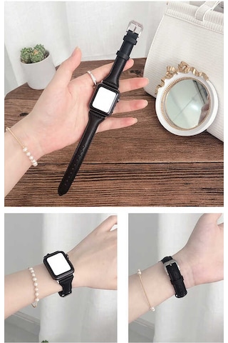 Watch 44mm Uyumlu Krd-28 Deri Mkst Kordon-siyah