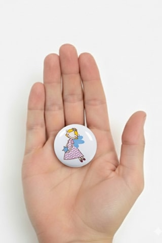 Porselen Peri Desenli Çocuk Odası Mobilya Kulpu Seramik Çekmece Dolap Düğmesi 50 MM Büyük Boy Çok Renkli