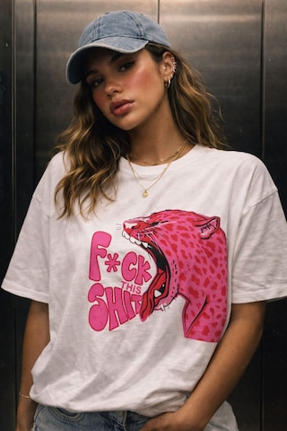Yolo Street Fck This Baskılı Oversize Beyaz Tişört Y2k Kadın Streetwear T-shirt Beyaz