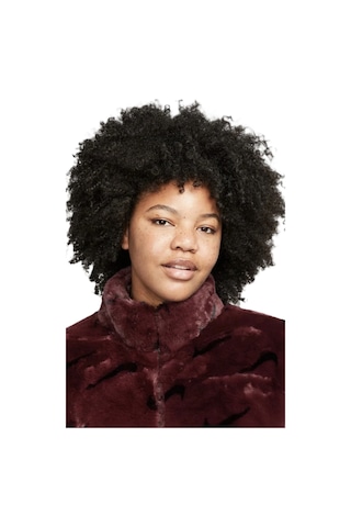 Nike Sportswear Loose Fit Printed Faux Fur Jackret Geniş Kalıp Suni Kürk Kadın Ceket Bordo Bordo