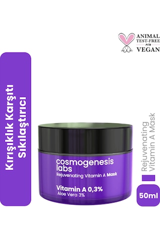 Cosmogenesis Labs %0.3 Retinol Krem Maske 50ml - Durulanan Yüz Maskesi Canlandırıcı Kırışıklık Karşıtı Vegan