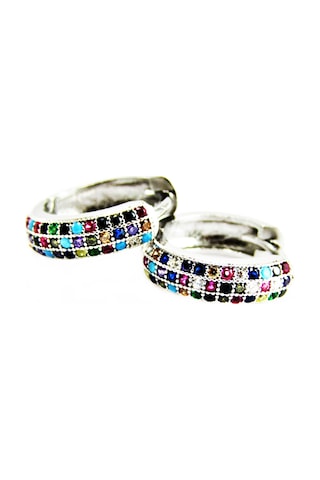 925 Ayar Gümüş Halka Üçsıralı Kadın Küpesi