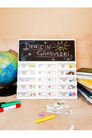 Çocuk Görev Tablosu Ahşap Eğitici Oyuncak - Montessori Günlük Rutin Çizelgesi