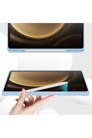 Samsung Galaxy Uyumlu Tab S10 Plus X820 12.4 İnç Kılıf Premium Silikon Kalem Bölmeli Smart Case Kapaklı Kılıf