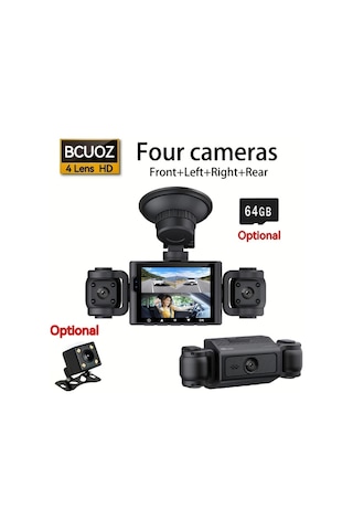 Xuweiwei 360 Derece 4 Kanalli Dash Cam 1080p On Sag Sol Arka 480p 4 Lens Without Card Gece Gorusu Wdr 64gb Opsiyonel 24h Park Modu