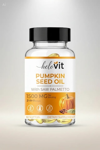 Helovit Pumpkin Seed Oil Softjel 1500 Mg & Saw Palmetto İçeren 2-in-1 Erkek Sağlığı Ve Doğal Destek 30 Softjel
