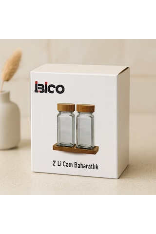 Bambu Kapaklı Cam Baharatlık Renkli