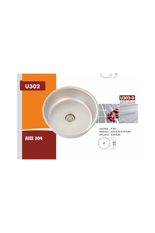 Ekosan K - 40 Yuvarlak Paslanmaz Eviye + Sifon