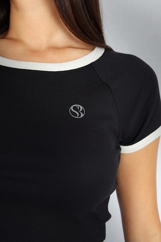 Soft&Basic Regular Fit Crop Basic Kadın T-shirt Siyah