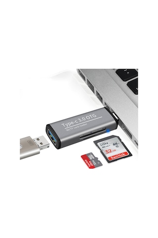 Usb Type C 3.0 Hızlı Card Reader Sd-Tf Hafıza Kart Okuyucu
