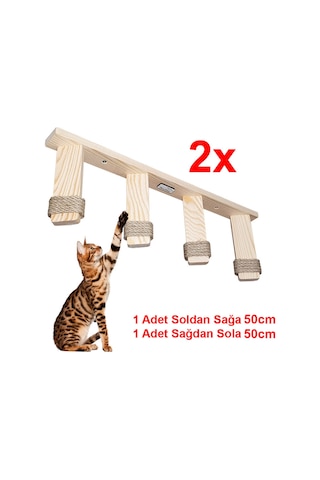 10 Parça Doğal Ahşap Duvar Kedi Oyun Merdiveni Seti Köprü SET1