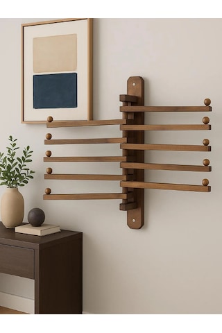 Döner Kollu Masif Ahşap Duvar Tipi Havluluk - Çok Amaçlı Askılık