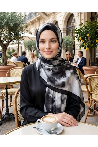 Moda Nuda Batik Desenli Pamuk Soft Şal Siyah Batik - Mira İpek
