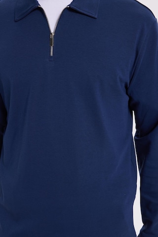 Tudors Erkek Relax Fit Rahat Kesim %100 Pamuk Yarım Fermuarlı Polo Yaka İnterlok Lacivert Sweatshirt-42169 Lacivert