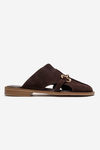 Luvishoes Favor Kahverengi Süet Hakiki Deri Önü Kapalı Kadın Terlik