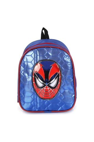 Spiderman Mavi Parlak Dikişli Baskılı Anaokulu Çantası + Suluk -