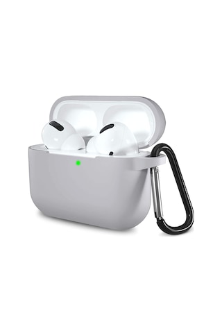 Airpods Pro 1. Ve 2. Nesil İle Uyumlu Sert Likit Silikon Kılıf Kolay Temizlenebilir, Astar Kaplı İç Yüzey Kapak, Düşmeye Karşı Tam Koruma, Kablosuz Şarj Uyumu - Gri