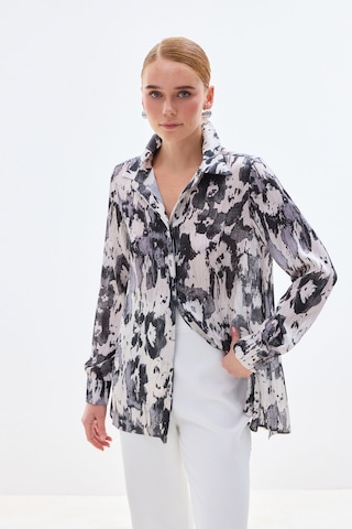 Sateen Desenli Düz Kesim Gömlek - Siyah-136802 Siyah