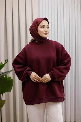 Moonsc Oversize Sweat 3 İplik Şardonlu Bordo