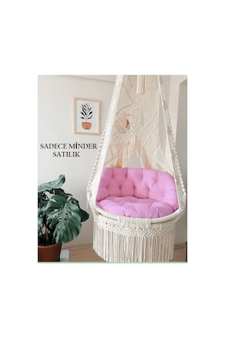 Makrome Salıncak Minderi Sadece Minder Satılık Pembe Pembe