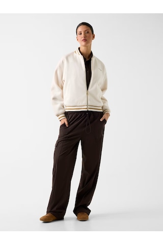 Guess Melton Tam Fermuarlı Kadın Bomber Ceket V6rl00wm072 Ekru