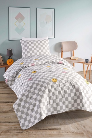 Eponj Home Kapitone Yatak Örtüsü Seti Tek Kişilik Good Luck Gri Gri