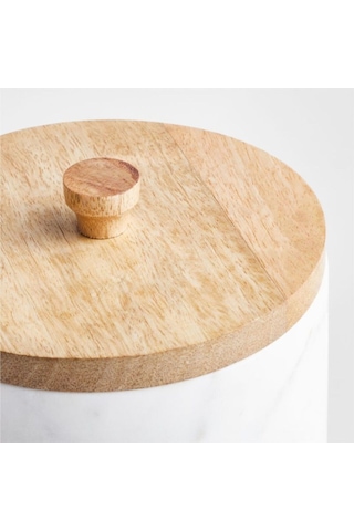 Crate & Barrel Beyaz Mermer Ve Ahşap Kutu Seti Şık Ve Fonksiyonel Düzenleme Çözümleri Saklama Kapları Çok Renkli
