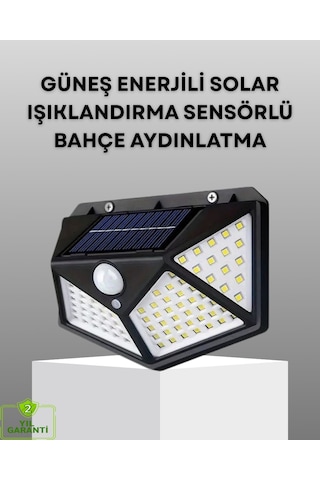 100 Led Solar Lamba Hareket Algılamalı Bahçe Duvar Dış Mekan Aydı