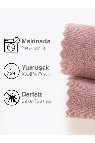 Kadife Dokulu Buğulu Gül Rengi Daily Series Runner 40 X 140 Buğulu Gül