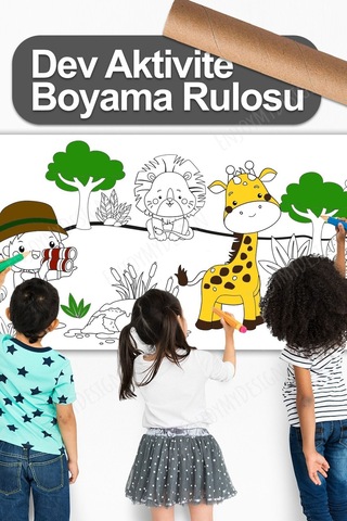 Melolisa Safari Temalı Aktivite Boyama Kağıdı 2.5 Metre Rulo - Bebek Ve Çocuk Için Eğitici Aktivite Kağıdı