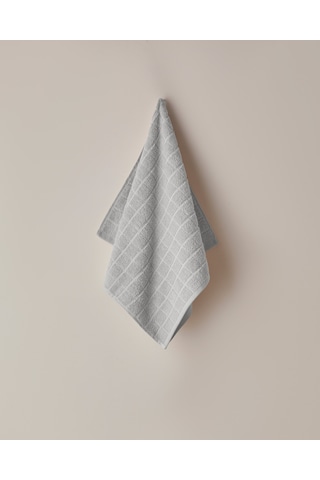 English Home Chequer Pamuk Yüz Havlusu 50x80 Cm Gri Gri