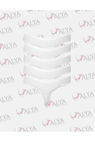 Alya Underwear Kadın Bato Tanga Pamuklu Külot, Büyük Beden String, 5'li Paket- 2 Siyah, 1 Beyaz, 2 Ten Beyaz P05