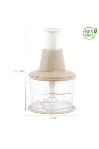 Porsima 232-2 Basmalı Pratik El Rondosu 3 Bıçaklı Blender Doğrayıcı 1000ml Cappuccino Cappuccino