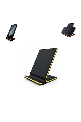 Özel Üretim Telefon Standı Telefon Tutucu Masaüstü Vb. İçin Özel Tasarım Ebat: 10,3 Cm X 6,9 Cm X 7 Cm Siyah - Sarı