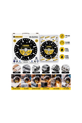 10 Adet Çok Amaçlı Kesme Disk Seramik - Çelik - Pvc - Inox - Alüminyum - Taş 115mmx22.2 Bx40