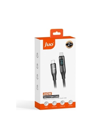 240w Dijital Led Ekranlı E-mark Çipli Pd 3.1 Usb Type-c To Type-c Hızlı Şarj Ve Data Kablosu 1 Metre