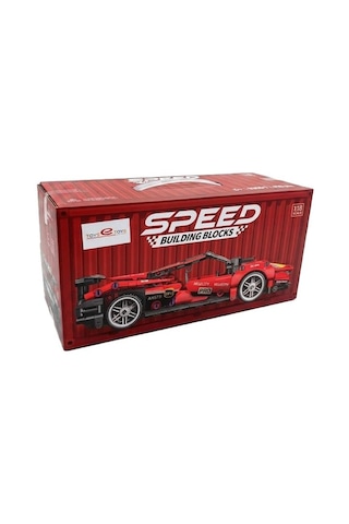 Toys E Toys Speed Building Blocks 1:18 Ölçek Çek Bırak Kırmızı Yarış Arabası Yapı Blok Seti 426 Parça 9055-7