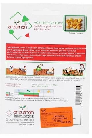 Arzuman Mor Cin Biber Sebze Tohumu