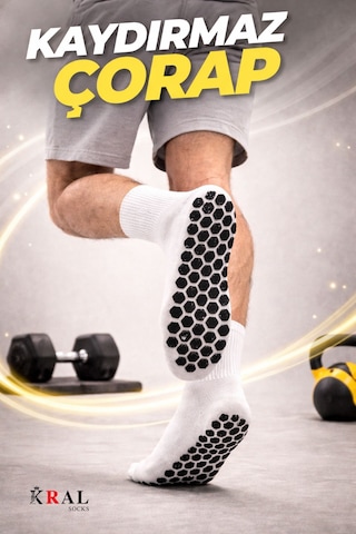 Kral Socks Silikon Tabanlı Kaydırmaz Taban Altı Havlu Terletmez 2 Çift Pamuklu Dikişsiz Soket Spor Çorabı Asorti