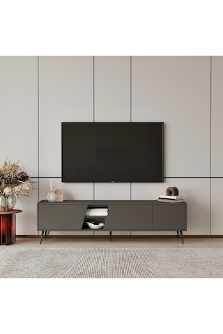 Roma 175 Cm Tv Ünitesi 100% Mdf Metal Ayak Gri