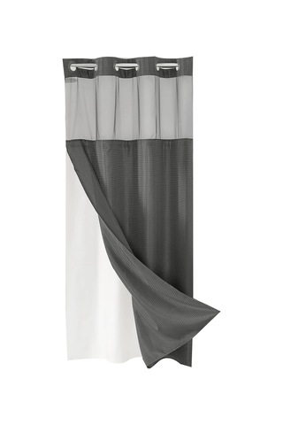 Kancasız Waffle Dokuma Duş Perdesi Çıtçıtlı Kumaş Astar Seti, B Diğer