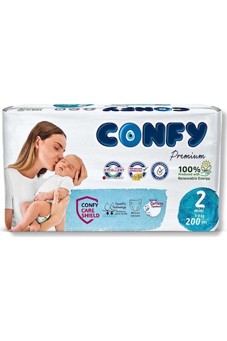 Confy Premium 2 Numara Bebek Bezi Mini 3 - 6 Kg 200 Adet