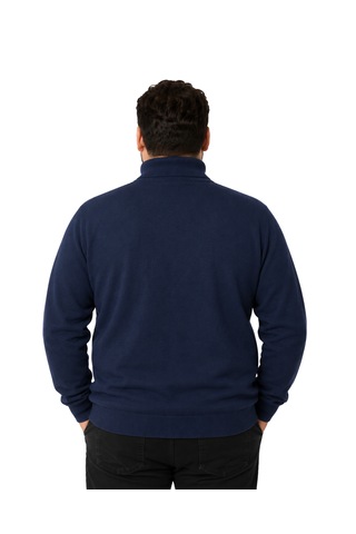 Battalmoda Erkek Büyük Beden Koyu İndigo Tam Balıkçı Pamuklu Kazak 3xl-4xl-5xl-6xl Koyu Indigo