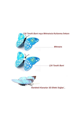 Çift Kanatlı Kelebek Özel Kelebekler Yeni Model 3D Duvar Ve Buzdo (413313668)