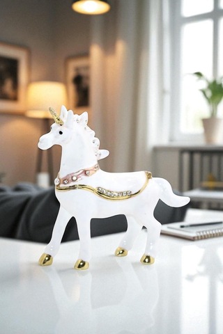 Kristal Taşlı Unicorn Figürü Dekoratif Obje